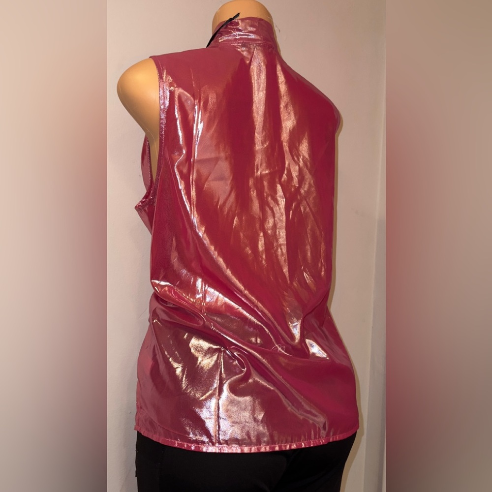 SOLD NWT WOMEN’S BLOUSE METALLIC PINK SLEEVELESS SIZE XL - Picture 5 of 9